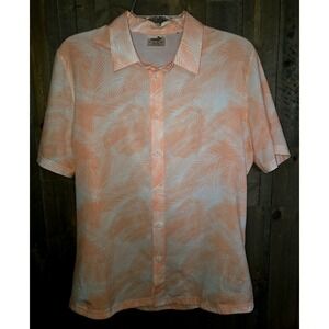MENS SMALL PUMA GOLF PALMS Short Sleeve Button Down Shirt Orange Palm Leaf Print